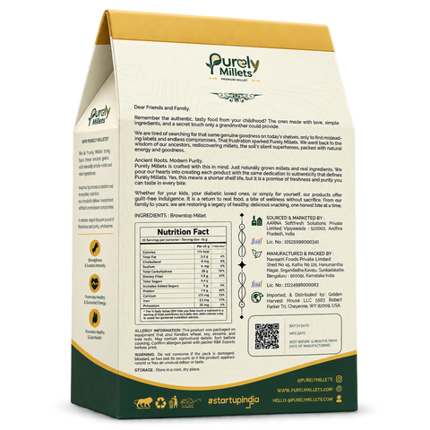 Purely Millets Barnyard Millets, 2 lb box, angled back view.