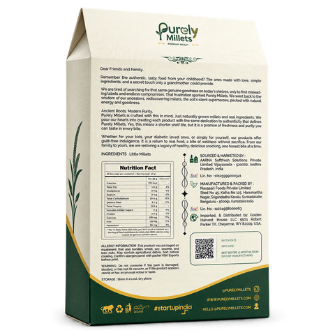 Purely Millets Little Millets, 2 lb box, angled back view.